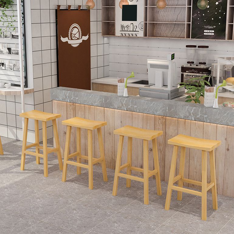 Coffee Shop Simple Wood Barstool Indoor Wood 4 Legs Bar Stool with Pedal Clearhalo 'Bar Furniture' 'Bar Stools' 'bar_stools' 'furn' 'furn_bar_stools' 'Furniture' 'Kitchen & Dining Furniture' 1200x1200_cf519def-7558-491a-b1c6-2fa04f55b21e