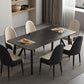 Industrial Rectangle Tripod Base Dining Table Black Frame Stone Top Dining Table Clearhalo 'Dining Tables & Seating' 'Dining Tables' 'dining_table' 'furn' 'furn_dining_table' 'Furniture' 'furniture_dining_table' 'Kitchen & Dining Furniture' 'kitchen' 'kitchen_dining_table' 1200x1200_cf51a89d-6c28-4d94-b87b-a70917d36dd6