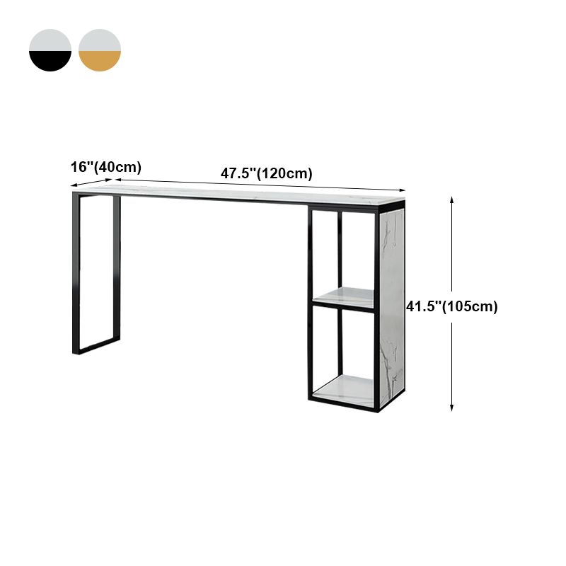 Marble Modern Sled Cocktail Bar Table with Storage Rectangle Counter Table Clearhalo 'Bar Furniture' 'Bar Tables' 'bar_tables' 'furn' 'furn_bar_tables' 'Furniture' 'furniture_bar_tables' 'Kitchen & Dining Furniture' 'kitchen&dining_furn' 'kitchen' 1200x1200_cf528180-033c-4057-a067-e4ca86eda7f6