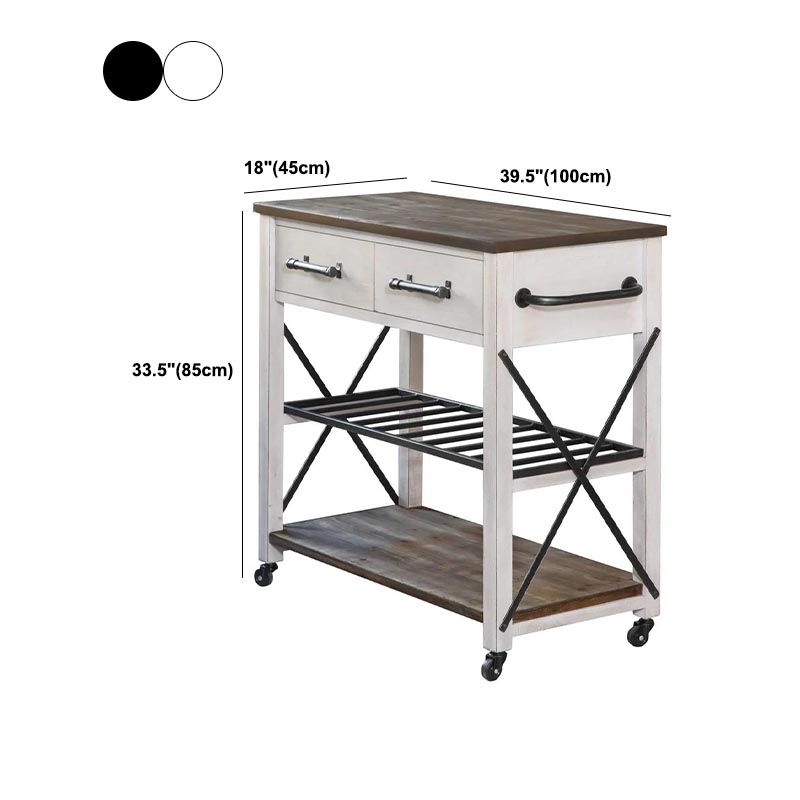 Modern Rolling Kitchen Cart Wood Rectangular Kitchen Island Cart with Open Storage Clearhalo 'furn' 'furn_kitchen_islands_carts' 'Furniture' 'Kitchen & Dining Furniture' 'Kitchen Islands & Carts' 'kitchen_islands_carts' 1200x1200_cf530b27-7bdd-403e-b720-9b163c382b5a