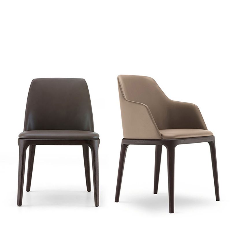 Faux Leather Upholstered Dining Chairs Industrial Solid Back Chair