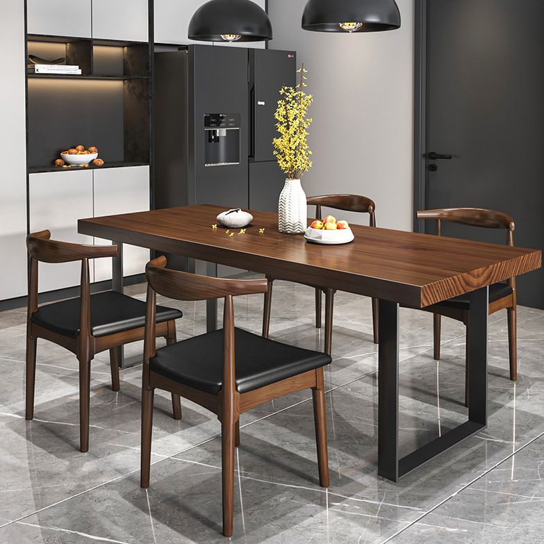 Rectangle Solid Wood Kitchen Desk Industrial Double Pedestal Table