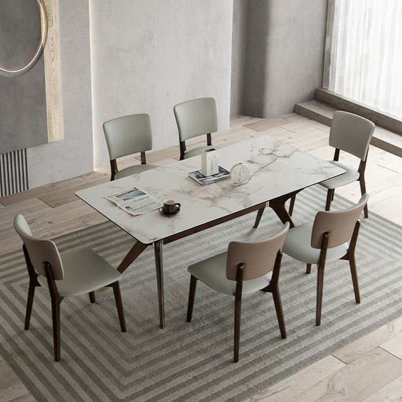 Medieval Modern Sintered Stone Top Dining Table Rectangle Kitchen Table with 4 Legs Clearhalo 'Dining Tables & Seating' 'Dining Tables' 'dining_table' 'furn' 'furn_dining_table' 'Furniture' 'furniture_dining_table' 'Kitchen & Dining Furniture' 'kitchen' 'kitchen_dining_table' 1200x1200_cf5529b1-3e28-46c0-ac1a-d6d5bc8c258a