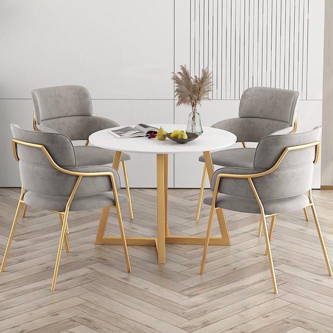 Glam Round Dinette Set 1/4/5 Pieces Marble Dining Table Sets Clearhalo 'Dining Room Sets' 'Dining Tables & Seating' 'dining_room_set' 'furn' 'furn_dining_room_set' 'Furniture' 'Kitchen & Dining Furniture' 1200x1200_cf59c9d0-ce14-4728-83f2-a3cf71c2edbf