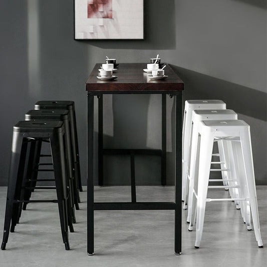 Modern Square Dining Stools Metal Armless Barstools with Footrest