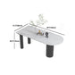Sintered Stone Dining Table Modern White Top Table with Black Frame for Kitchen