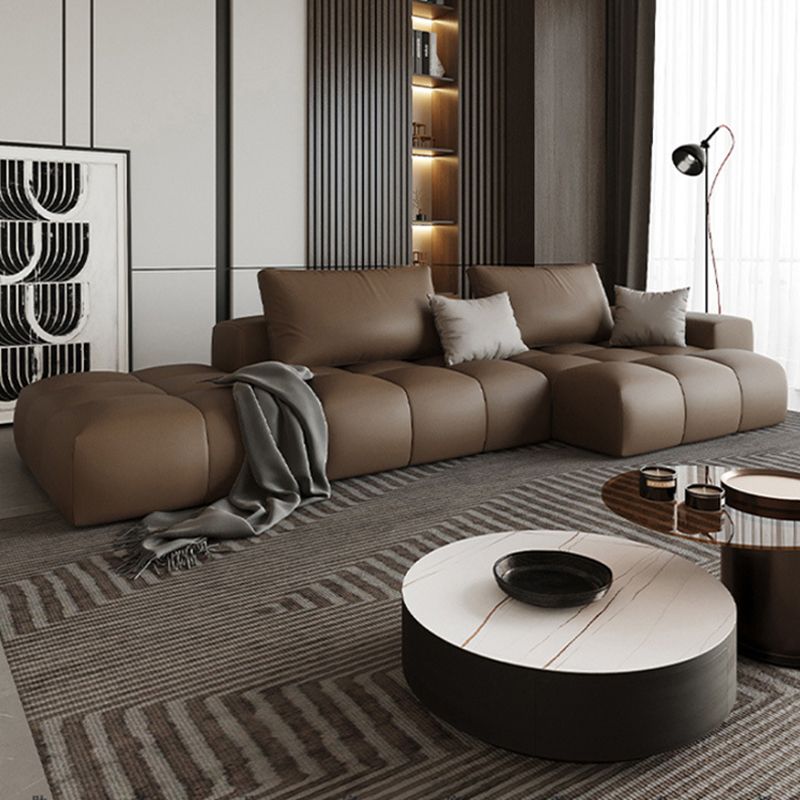 Pain en cuir en faux cuir sectionnelle en section marron / noir 106,29 "Section de largeur