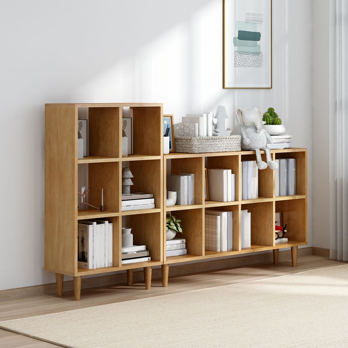 Modern Style Open Back Bookshelf Wooden Shelf Bookcase in Brown Clearhalo 'Bookcases' 'furn' 'furn_bookcases' 'Furniture' 'Office Furniture' 1200x1200_cf5cdb51-e11f-43eb-8203-27b9b6775710