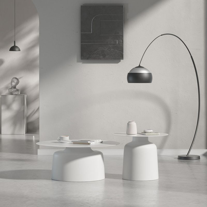 ペデスタルブラック/ホワイトコーヒーテーブルメタルラウンドカクテルテーブル