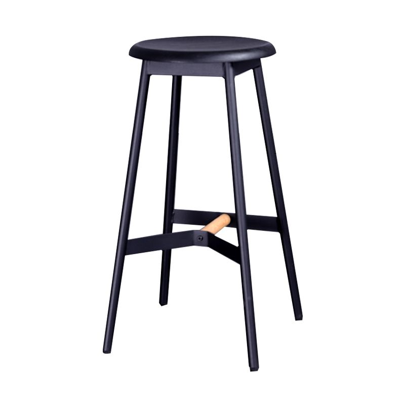 Scandinavian Black Counter Stools Metal Wood Backless Bar Stools with Round Seat Clearhalo 'Bar Furniture' 'Bar Stools' 'bar_stools' 'furn' 'furn_bar_stools' 'furniture_bar_stools' 'Kitchen & Dining Furniture' 'kitchen&dining_furn' 'kitchen' 'kitchen_furn' Furniture' 1200x1200_cf5eb9a2-2ca7-4f51-bd46-4b256d6d0187