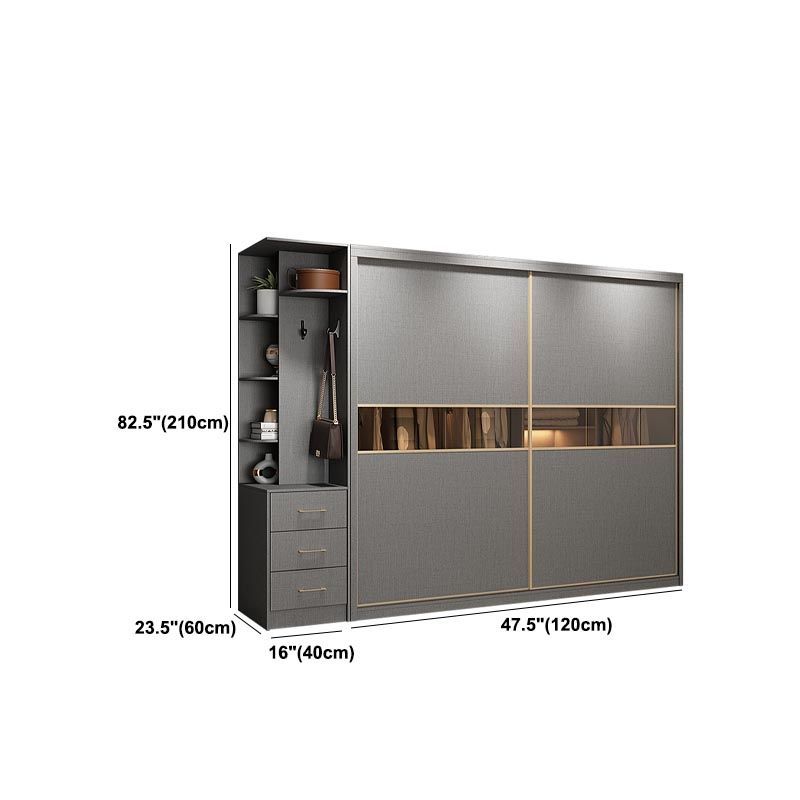 Eigentijdse stijl grijze kleur garderobe hout zelfletter laden garderobe kast