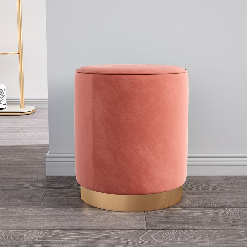 Glam Velvet Pouf Chair Plain Cylinder Shape Metal Frame Water Resistant Ottoman Footrest Clearhalo 'furn' 'furn_ottomans_poufs' 'Furniture' 'Living Room Furniture' 'Ottomans & Poufs' 'ottomans_poufs' 1200x1200_cf60373b-9c5e-44d2-8901-23750f015e28