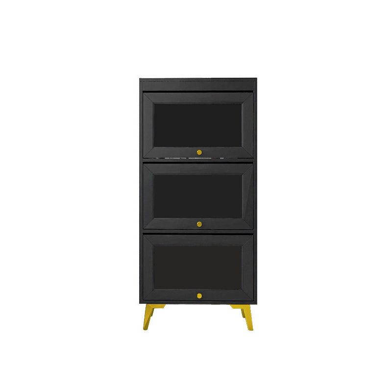 Modern 11.81" W Wooden Side Cabinet with Glass Doors in Black Clearhalo 'Cabinets & Chests' 'cabinets_chests' 'furn' 'furn_cabinets_chests' 'Furniture' 'Living Room Furniture' 1200x1200_cf60f9f1-7f6f-4d37-b58c-6b9e9b48b721