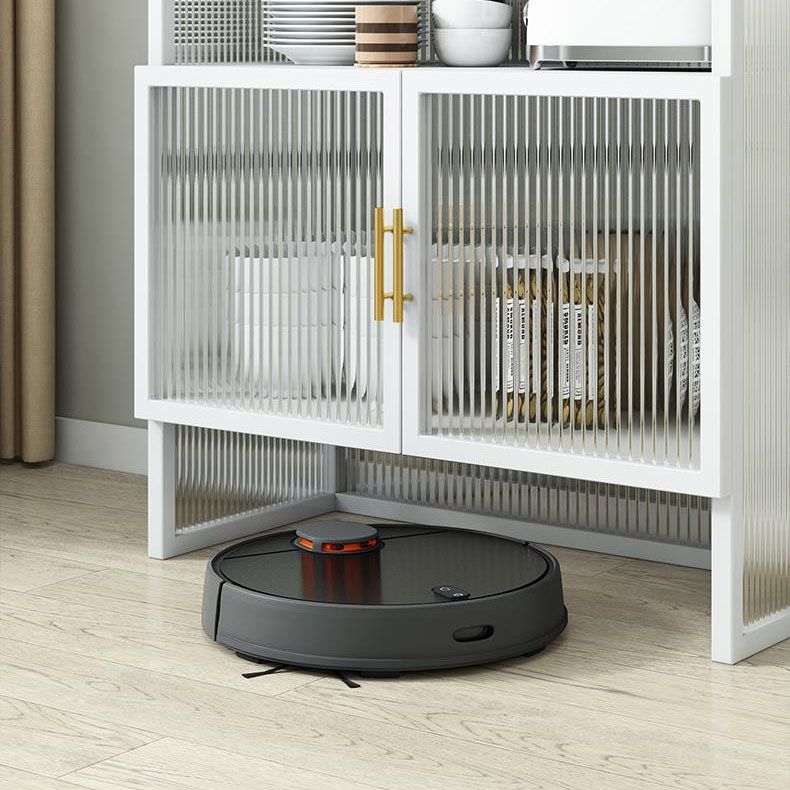 Serveur de restauration glamour avec trame de finition polie à cadre métallique avec portes en verre