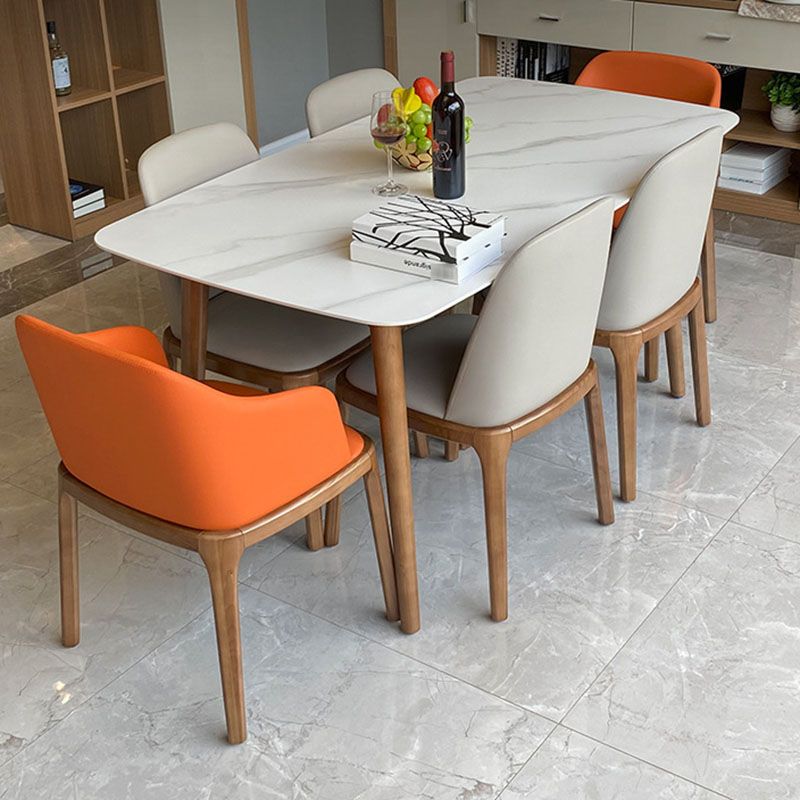 Contemporary Modern Rectangle Stone Table 4 Legs Home Kitchen Dinner Table Clearhalo ' dining_table' 'Dining Tables & Seating' 'Dining Tables' 'furn' 'furn_dining_table' 'Furniture' 'furniture_dining_table' 'Kitchen & Dining Furniture' 'kitchen&dining_furn' 'kitchen' 'kitchen_dining_table' 1200x1200_cf6421f8-a199-4bb7-a659-cbb7f35cdbb8