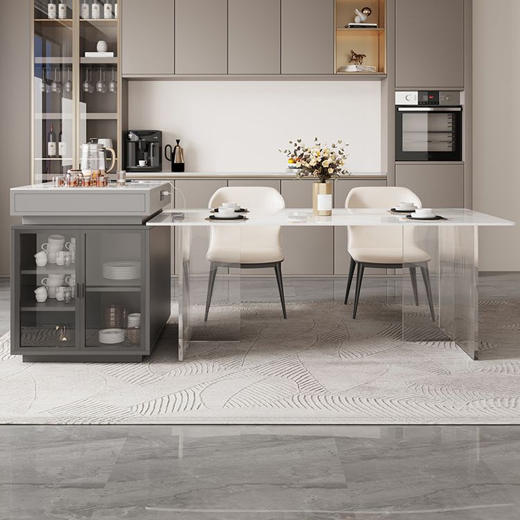 Mesa de comedor de piedra sinterizada, mesa con pedestal doble para cocina, comedor