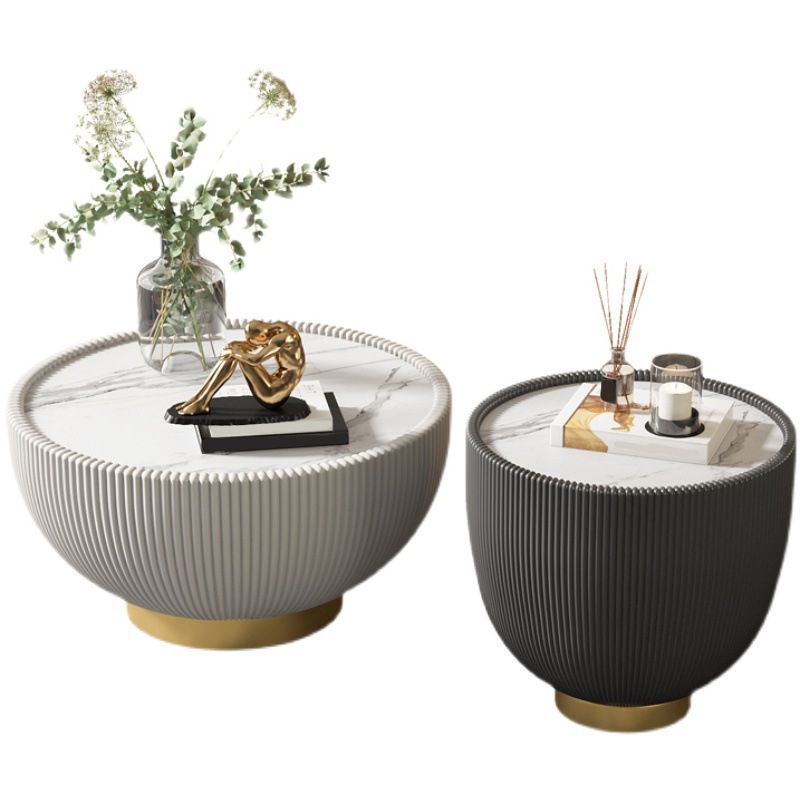 Stone Round Coffee Table Glam Pedestal Coffee Cocktail Table Set Clearhalo 'Coffee & Accent Tables' 'Coffee Tables' 'coffee_tables' 'furn' 'furn_coffee_tables' 'Furniture' 'Living Room Furniture' 1200x1200_cf667ac8-372d-473a-8468-a5968f55063d