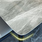 Mesa de comedor de base de madera sólida Mesa de comedor de piedra rectangular con tapa gris y blanca