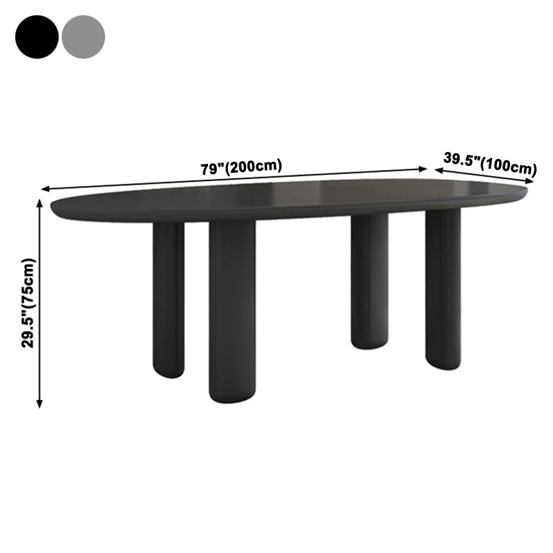Oval Solid Wood Dining Table in Grey/Black Modern Table with 4 Legs for Restaurant Clearhalo ' dining_table' 'Dining Tables & Seating' 'Dining Tables' 'furn' 'furn_dining_table' 'Furniture' 'furniture_dining_table' 'Kitchen & Dining Furniture' 'kitchen&dining_furn' 'kitchen' 'kitchen_dining_table' 1200x1200_cf693800-d528-4aba-b9c7-4e2dde3edac1