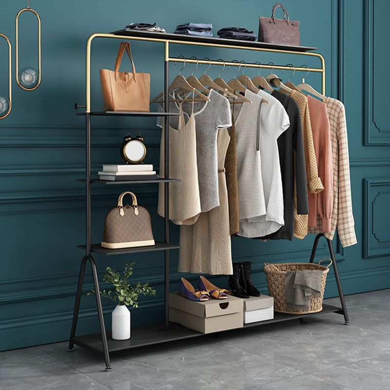 Industrial Style Coat Rack Metal Free Standing Multi Layer Shelves Coat Rack Clearhalo 'Entry & Mudroom Furniture' 'furn' 'furn_hall_tree_coat_racks' 'Furniture' 'Hall Trees & Coat Racks' 'hall_tree_coat_racks' 1200x1200_cf6942f6-9d1e-4563-bfb9-990d43c08ba5