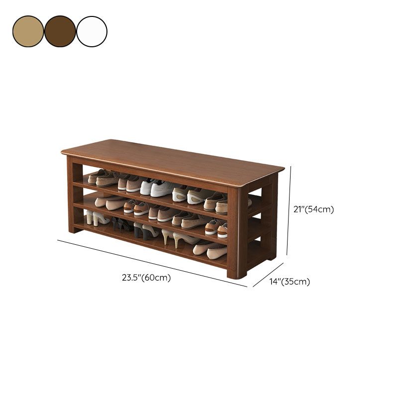 Modern Rubber Wood Bench Rectangle Home Storage Seating Bench with Shelves Clearhalo 'Benches' 'Chairs & Seating' 'furn' 'furn_benches' 'Furniture' 'Living Room Furniture' 1200x1200_cf69ae69-e2d2-42ea-8dac-c2dc43a14aeb