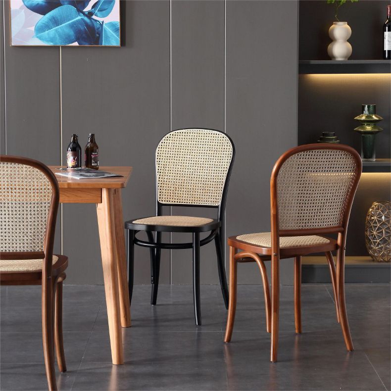 Dining Room Armless Chair indoor Wood Cane Back Dining Chair Clearhalo 'Dining Chairs' 'Dining Tables & Seating' 'dining_chair' 'furn' 'furn_dining_chair' 'Furniture' 'Kitchen & Dining Furniture' 1200x1200_cf6aa5e1-a00b-4a79-bbe0-5bf7494c7a24