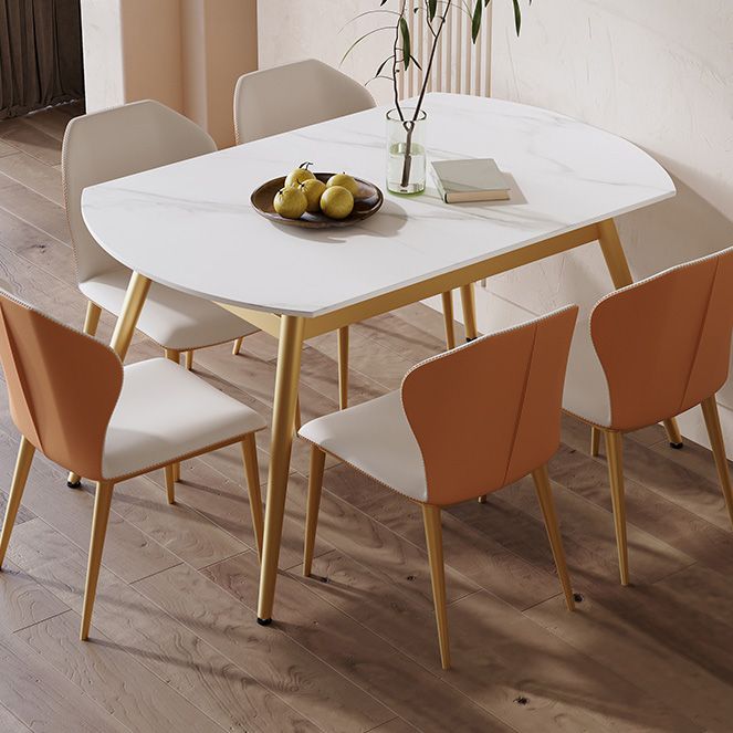 Table de salle à manger extensible moderne avec plateau en pierre et 4 pieds