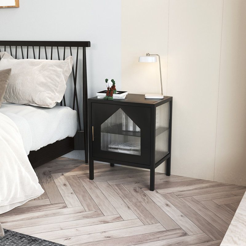 Gabinete contemporáneo de la mesita de noche del estante inferior de la cama con puerta de vidrio para el dormitorio