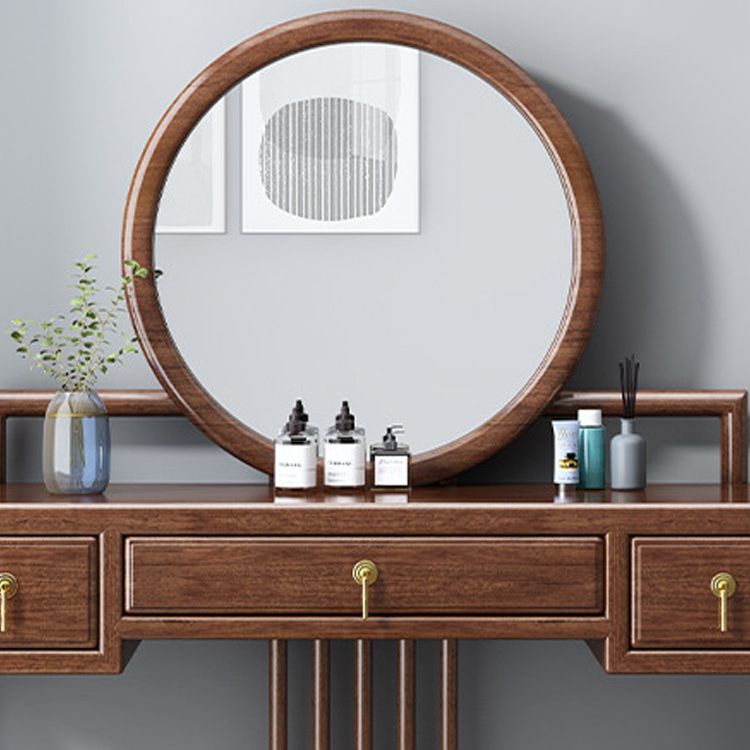 Tradicional 3 cajones de madera de nogal Magno de maquillaje Magno de escritorio en marrón