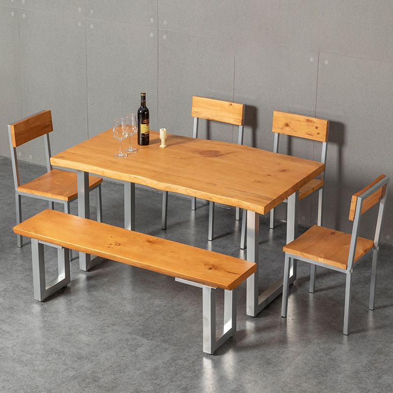 Industrial Dining Table Set 1/4/5/6 Pcs Solid Wood Dining Table and Chairs
