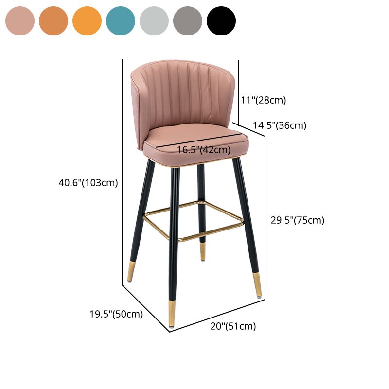 Modern Armless Backrest Counter Stool Iron Cashier Bar Stool with Leather Cushion Clearhalo 'Bar Furniture' 'Bar Stools' 'bar_stools' 'furn' 'furn_bar_stools' 'furniture_bar_stools' 'Kitchen & Dining Furniture' 'kitchen&dining_furn' 'kitchen' 'kitchen_furn' Furniture' 1200x1200_cf6e18ea-572e-4751-bac1-817156e0df4f