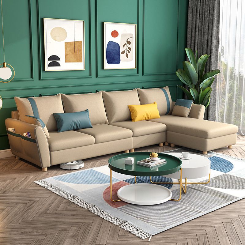 Pelle finta scandinava sezionale con quattro cuscini indietro e conservazione