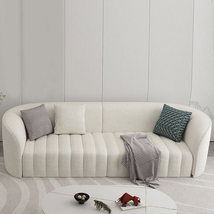 Sofá curva de lana blanca sofá de brazo inclinado moderno para sala de estar