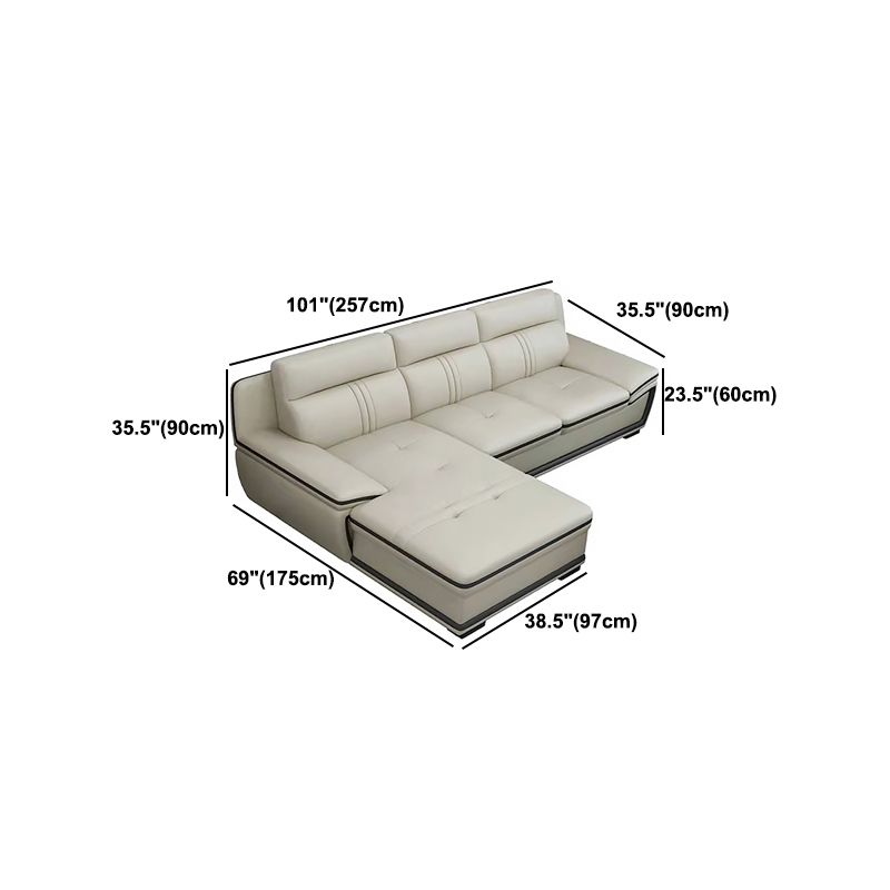 Oreiller tufted top bras sectionnel modernisme beige authentique canapé en cuir et chaise