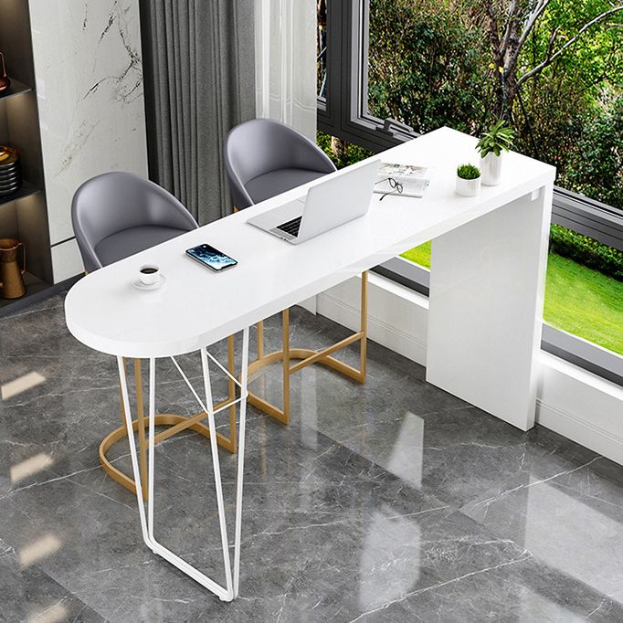 Solid Wood Bar Table Contemporary Bar Table with Sled Base in White Clearhalo 'Bar Furniture' 'Bar Tables' 'bar_tables' 'furn' 'furn_bar_tables' 'Furniture' 'furniture_bar_tables' 'Kitchen & Dining Furniture' 1200x1200_cf72e4b7-eff0-4134-91cf-e954f0bd1fb4