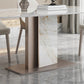 White Stone Glam Dinette Table Set with Leather Chairs 1/4/5/6/7 Pcs Dining Set for Home