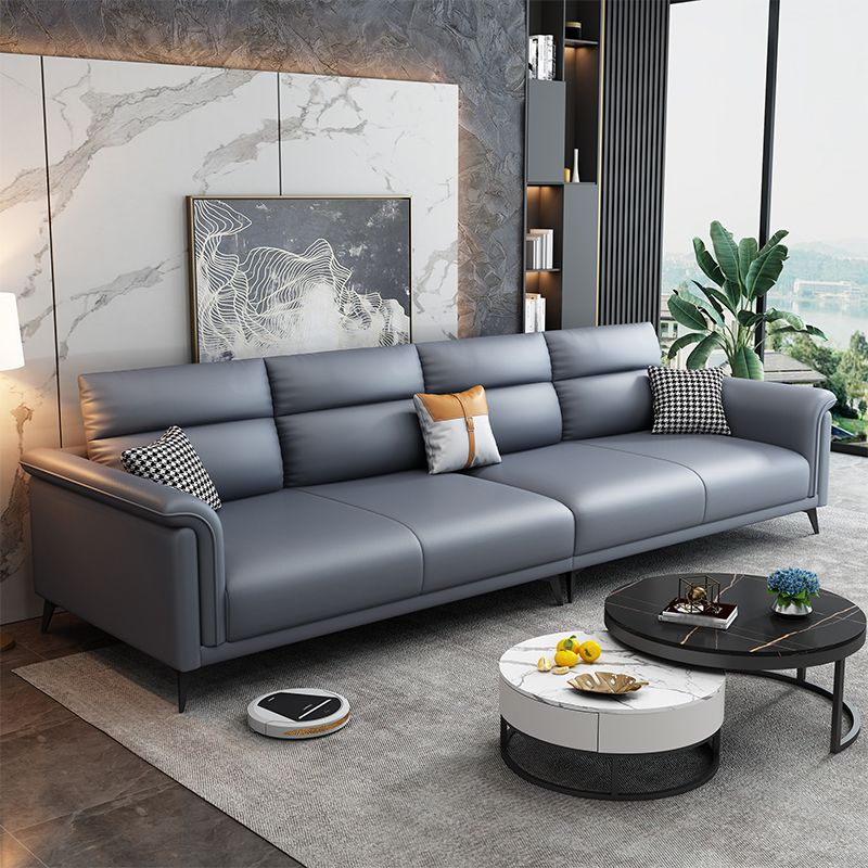 Dark Gray Faux Leather Sofa Stain-Resistant Pillow Top Arm Sectional Clearhalo 'furn' 'furn_sectionals' 'Furniture' 'furniture_sectionals' 'Living Room Furniture' 'Sectionals' 1200x1200_cf733fe0-78be-44a8-a5df-ea875cc87a2c