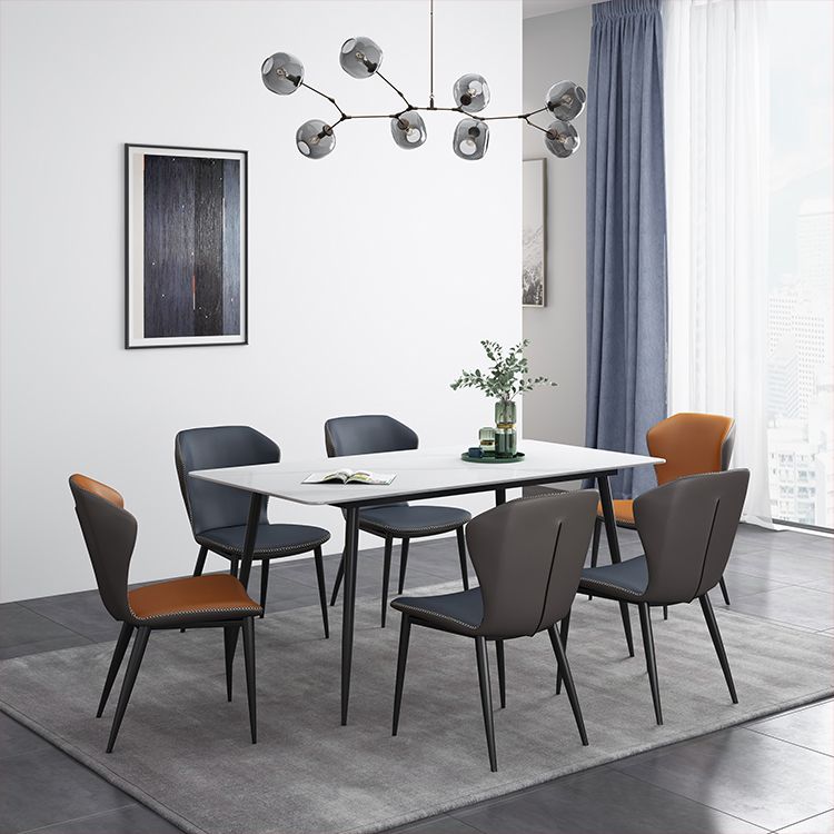 Rectangle Industrial Style Dining Table Sintered Stone Fixed Table for Kitchen Clearhalo ' dining_table' 'Dining Tables & Seating' 'Dining Tables' 'furn' 'furn_dining_table' 'Furniture' 'furniture_dining_table' 'Kitchen & Dining Furniture' 'kitchen&dining_furn' 'kitchen' 'kitchen_dining_table' 1200x1200_cf744567-7b81-4bc6-b8da-10a5b83867c3