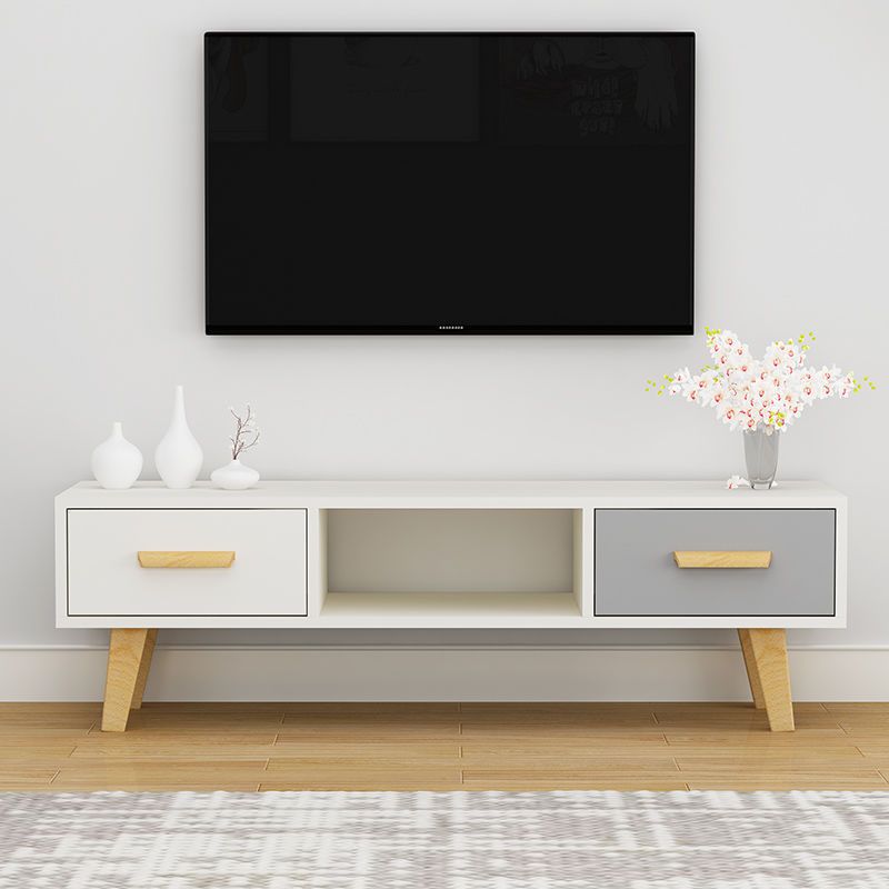 Scandinavian TV Media Stand with Drawers Wood TV Stand Console Clearhalo 'furn' 'furn_tv_stands_entertainment_centers' 'Furniture' 'Living Room Furniture' 'TV Stands & Entertainment Centers' 'TV Stands & Media Storage Furniture' 'tv_stands_entertainment_centers' 1200x1200_cf7504e8-ade6-4c57-ac68-06e0eee02050