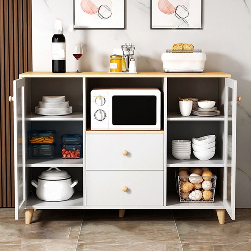 Modern Style Dining Server 2-drawer Sideboard Table with Open Storage Clearhalo 'buffet_sideboard' 'Buffets & Sideboards' 'furn' 'furn_buffet_sideboard' 'Furniture' 'Kitchen & Dining Furniture' 1200x1200_cf75f15f-7900-4aab-9ace-2526433b53a3