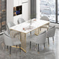 Glam Iron Dining Table Set 1/2/5/7 Pieces Dinette Set with Rectangle Sintered Stone Top Clearhalo 'Dining Room Sets' 'Dining Tables & Seating' 'dining_room_set' 'furn' 'furn_dining_room_set' 'Furniture' 'Kitchen & Dining Furniture' 1200x1200_cf76e4ab-a6be-4475-bfb1-4d5b2bee210e