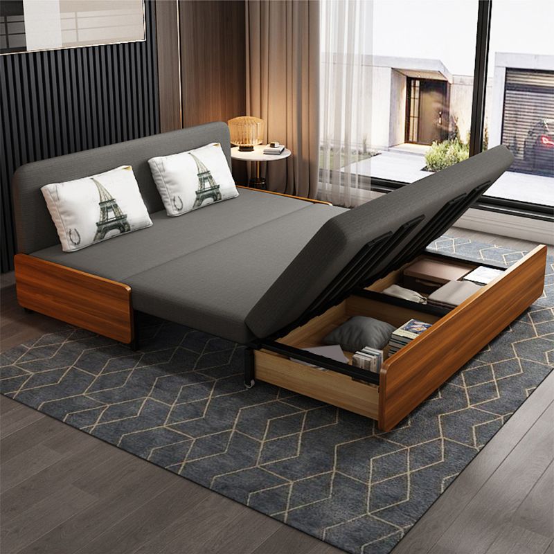 Scandinavische armloze bankbeddenbeddenmixbed in grijs met wielen met wielen