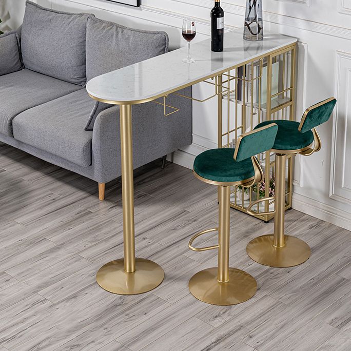 Glam Faux Marble Indoor Bar Dining Table Iron Double Pedestal Bistro Table with Shelve Clearhalo 'Bar Furniture' 'Bar Tables' 'bar_tables' 'Furniture' 'furniture_bar_tables' 'Kitchen & Dining Furniture' 'kitchen&dining_furn' 'kitchen' 1200x1200_cf775cd4-8f8e-486e-b69b-190e953c1b1a