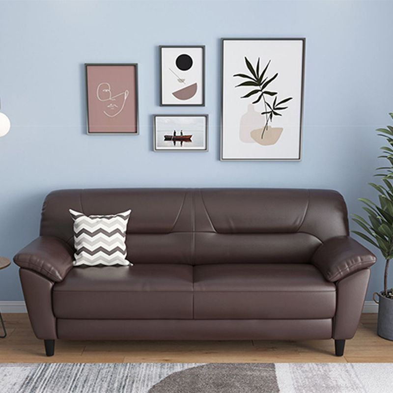 Brown Leather Flared Arm Setee Standard Loose Back Settee Furniture Clearhalo 'furn' 'furn_sofas' 'Furniture' 'furniture_sofas' 'kitchen' 'kitchen_sofas' 'Living Room Furniture' 'Sofa' 'sofas' 1200x1200_cf77db1e-0e53-4e11-9970-4b99f5e774a4