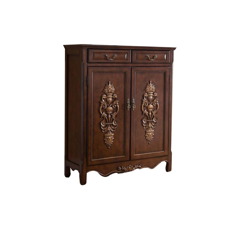 Industrieakzentschrank mit 2 Türen und 2 Schubladen in massivem Holz