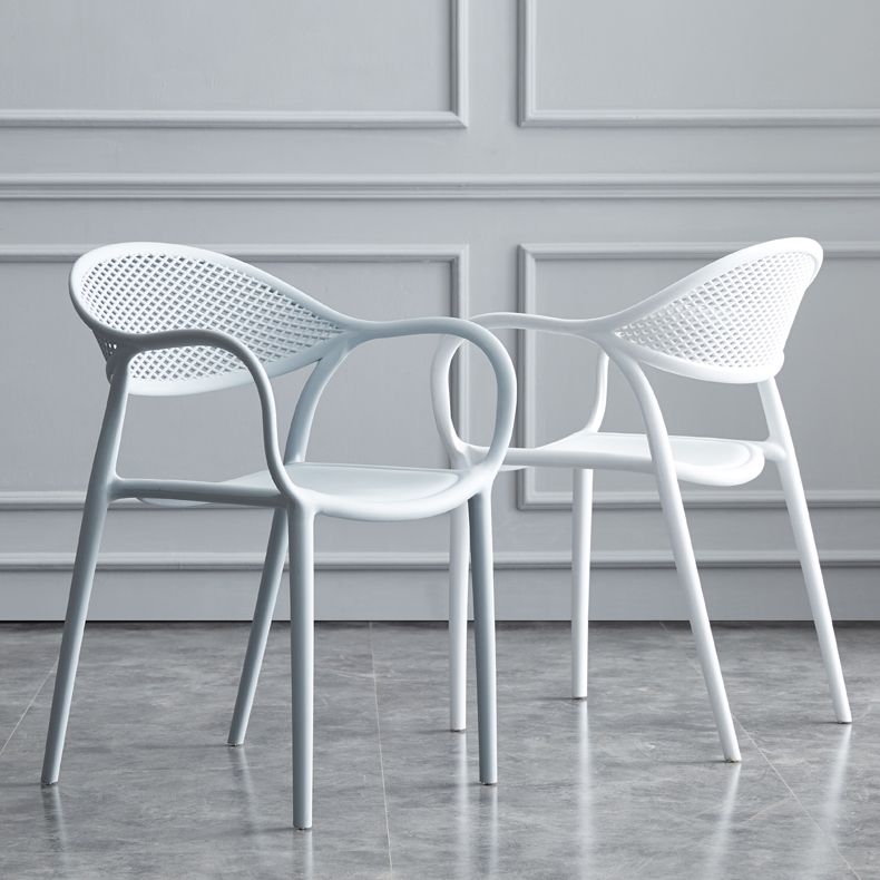 Contemporary Style Stackable Plastic Dining Chairs Open Back Kitchen Arm Chair Clearhalo 'Dining Chairs' 'Dining Tables & Seating' 'dining_chair' 'Furniture' 'furniture_dining_chair' 'Kitchen & Dining Furniture' 1200x1200_cf7b0d29-048b-42f2-84f4-823c323d9dc0