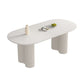 White Contemporary Oval Stone Dining Table with Double Pedestal