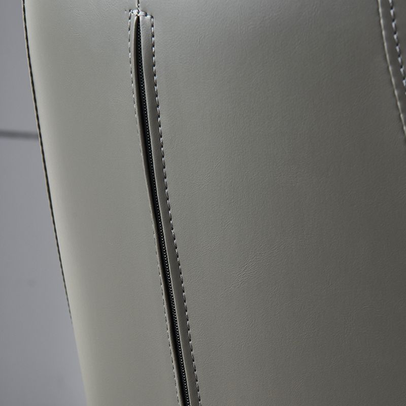 Silla de oficina de cuero de brazo fijo silla de marco de acero inoxidable silla de tareas con 4 patas