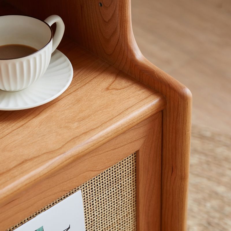 14" Wide Side Table Oak Accent Side Table with Storage for Living Room