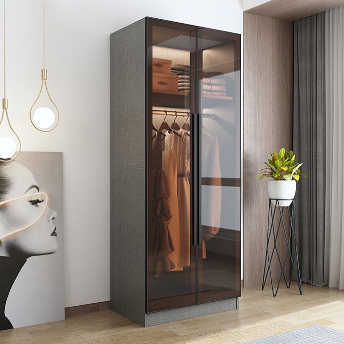 Contemporary Storage Cabinet Mirrored Finish Cabinet with Glass Door